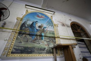 The aftermath of an explosion that took place at a Coptic church on Sunday in Tanta