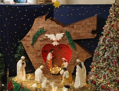 A model of Jordan, Palestine represents the Scene of the Nativity at the Sacred Heart of Jesus Church